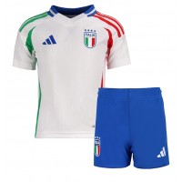 Echipament fotbal Italia Tricou Deplasare European 2024 pentru copii maneca scurta (+ Pantaloni scurti)